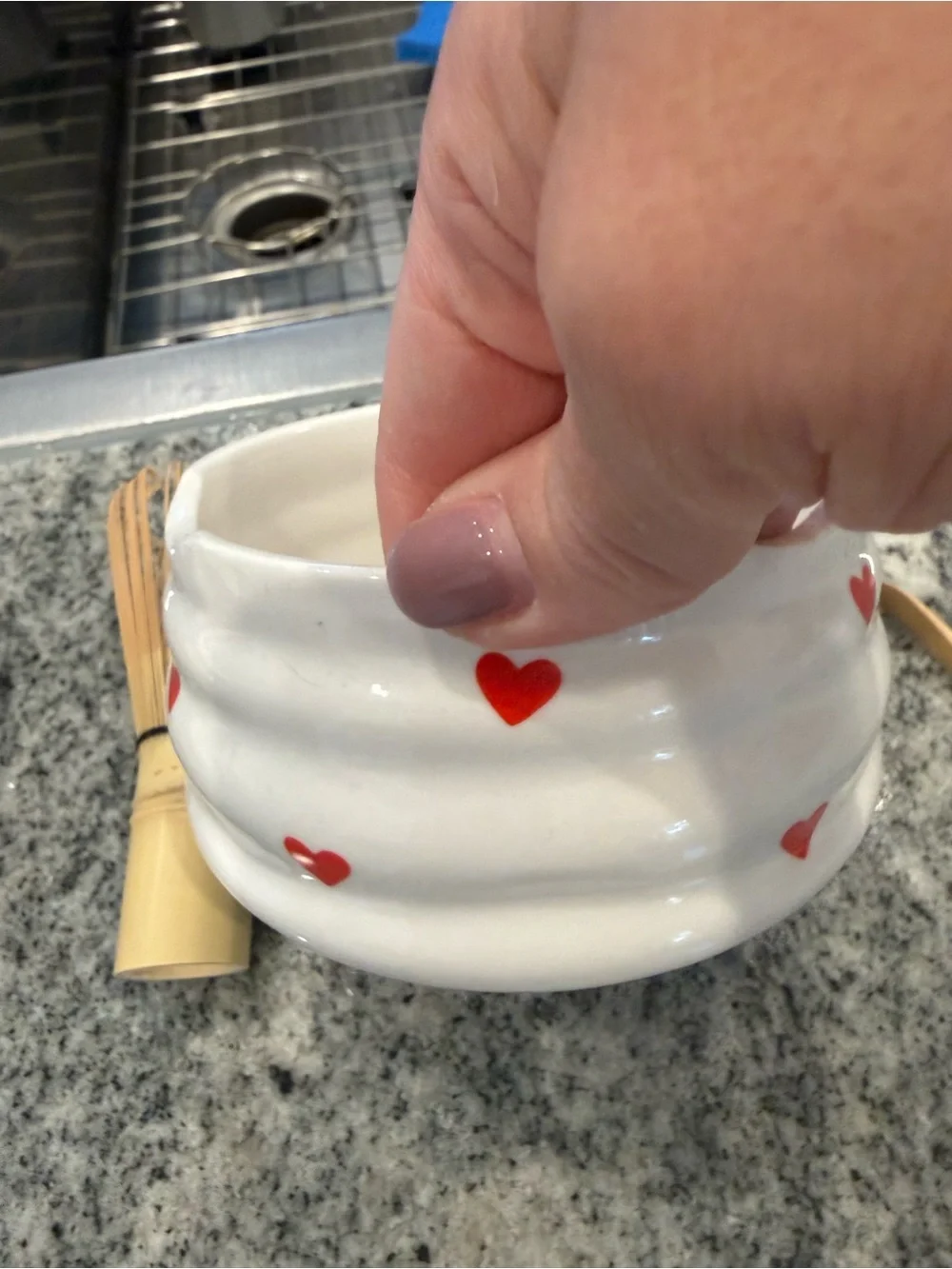 White Ceramic Mini Vase with Red Heart Accents - Home Accents tea set